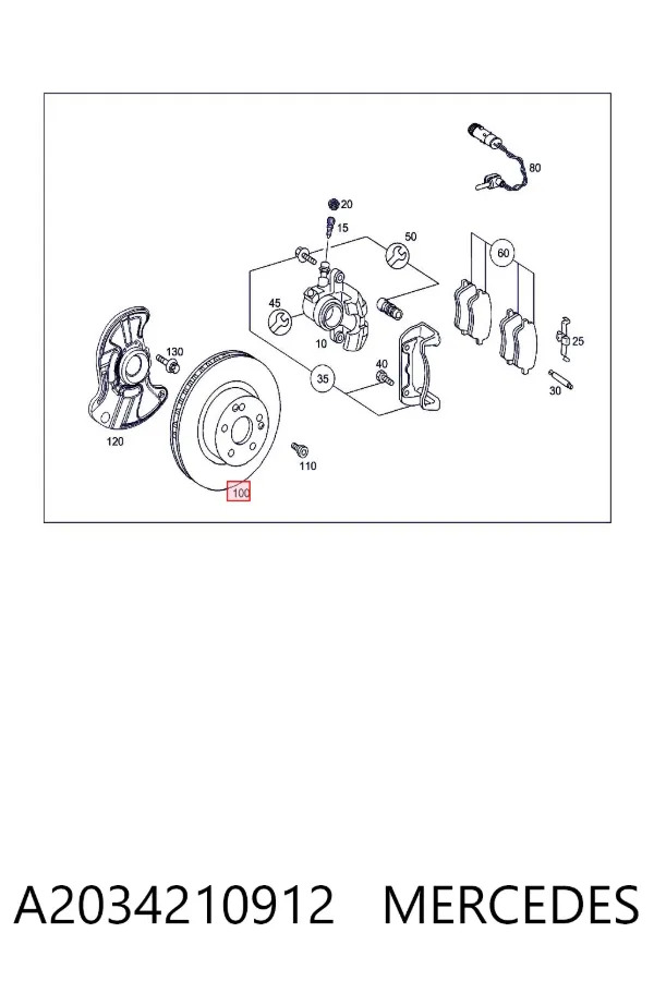 Tarcza hamulcowa przednia A2034210912 Mercedes