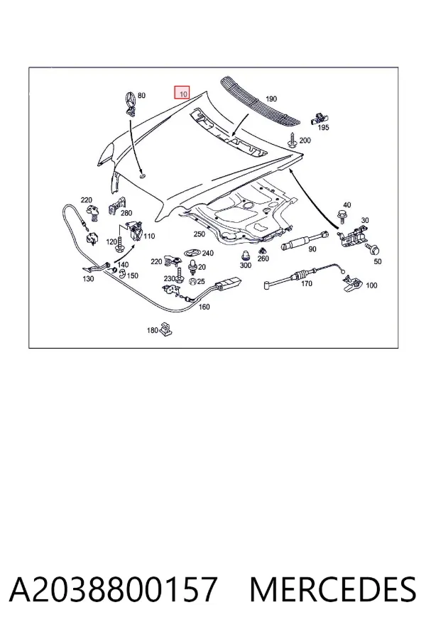 Maska silnika A2038800157 Mercedes