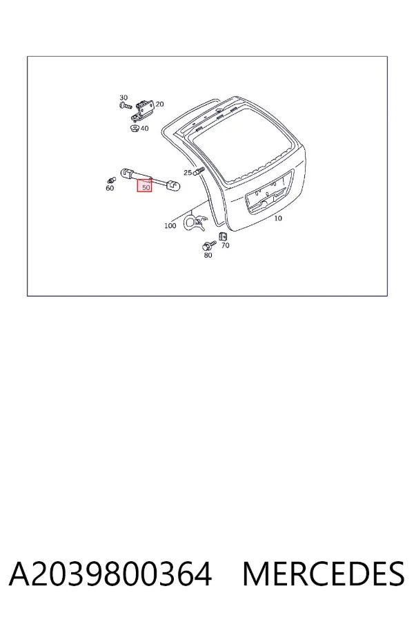 Amortyzator klapy bagażnika (3/5 drzwi-tylnych) A2039800364 Mercedes