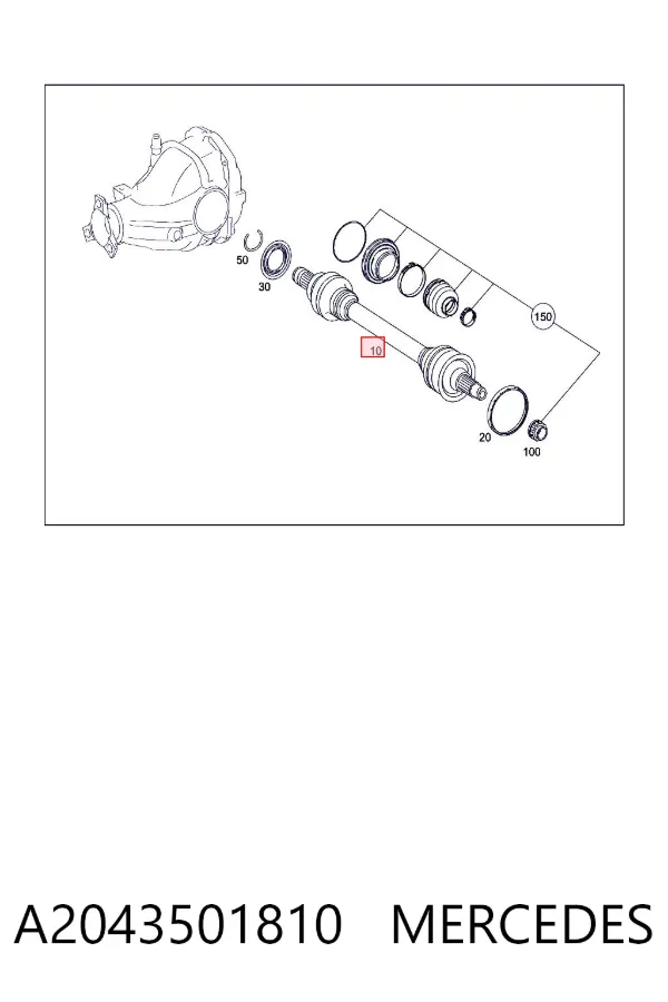 Półoś tylna A2043501810 Mercedes