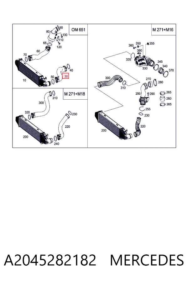 Przewód (króciec) intercoolera A2045282182 Mercedes