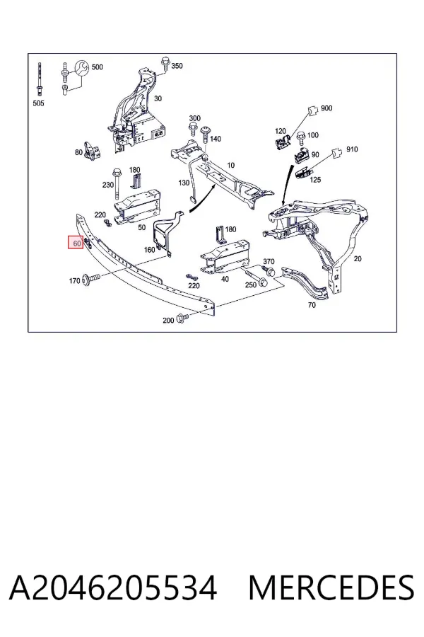 Wzmocnienie zderzaka przedniego A2046205534 Mercedes