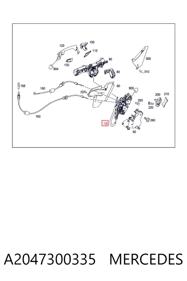 Zamek drzwi tylnych lewych A2047300335 Mercedes