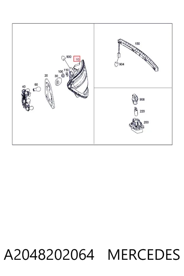 Lampa zespolona tylna prawa A2048202064 Mercedes