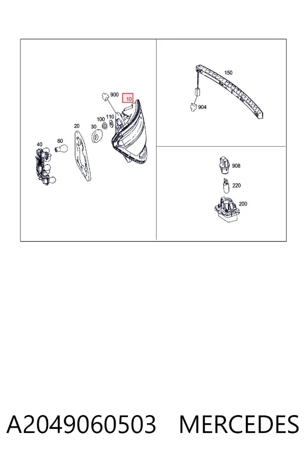 Lampa zespolona tylna prawa A2049060503 Mercedes