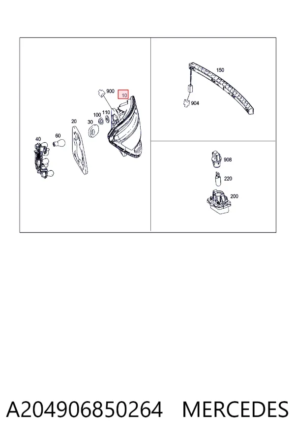 Lampa zespolona tylna lewa A204906850264 Mercedes