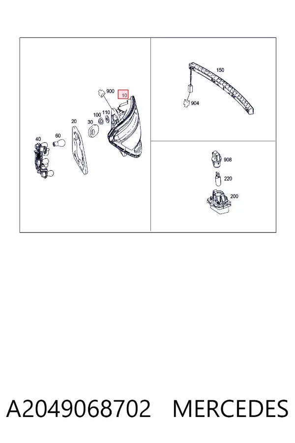 Lampa zespolona tylna lewa A2049068702 Mercedes