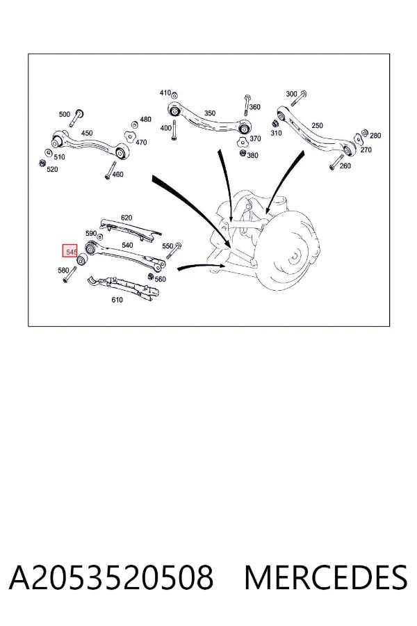 Silentblock czopu tylnego A2053520508 Mercedes