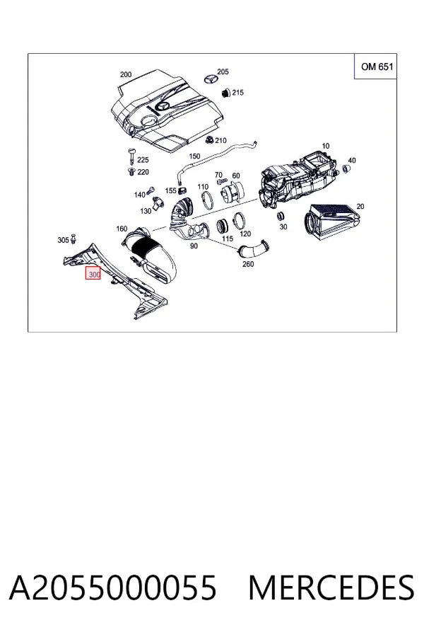 Wlot powietrza do filtra powietrza A2055000055 Mercedes