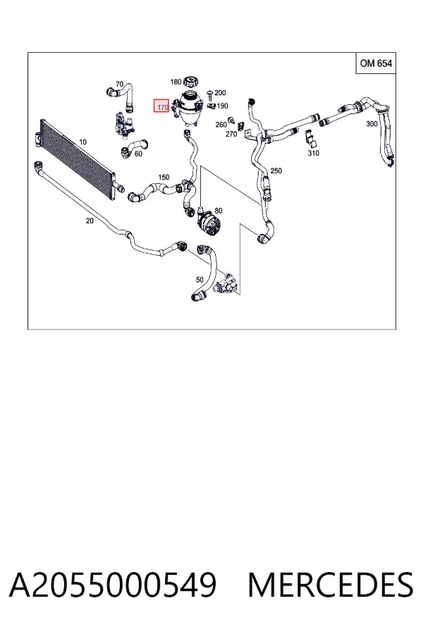 Zbiornik rozwijany układu chłodzenia inwertera A2055000549 Mercedes