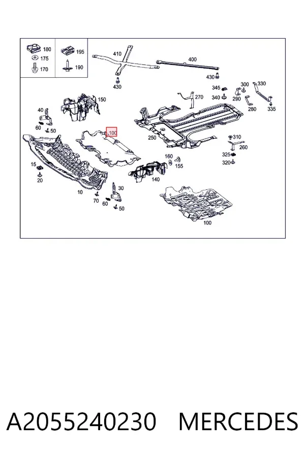 Osłona silnika, miski (przedziału silnika) A2055240230 Mercedes
