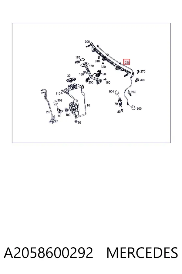 Dysza spryskiwacza szyby przedniej A2058600292 Mercedes