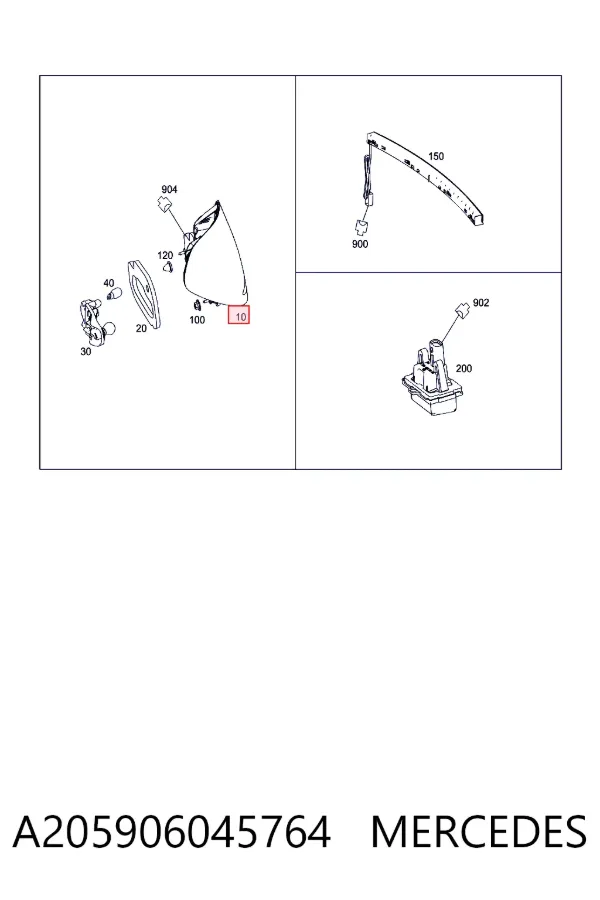 Lampa zespolona tylna prawa A205906045764 Mercedes