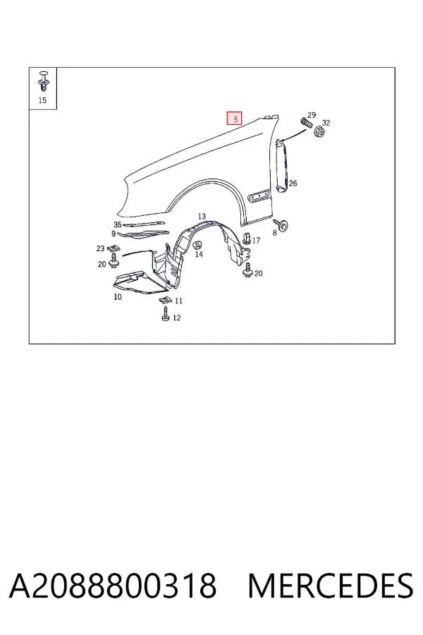 Błotnik przedni lewy A2088800318 Mercedes