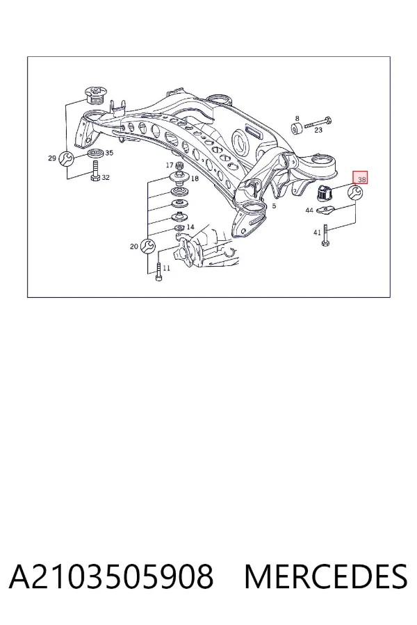 Silentblock tylnej belki A2103505908 Mercedes
