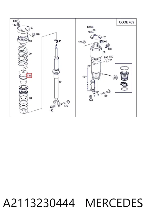 Odbój amortyzatora przedniego A2113230444 Mercedes