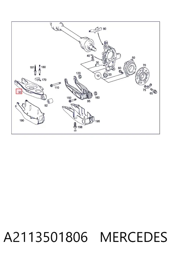 Wahacz zawieszenia tylnego dolny lewy/prawy A2113501806 Mercedes