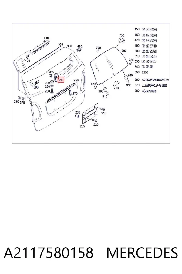 Emblemat na klapę bagaznika (znaczek firmowy) A2117580158 Mercedes