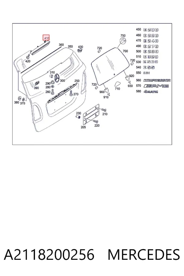 Lampa stop tylna dodatkowa Mercedes E S211