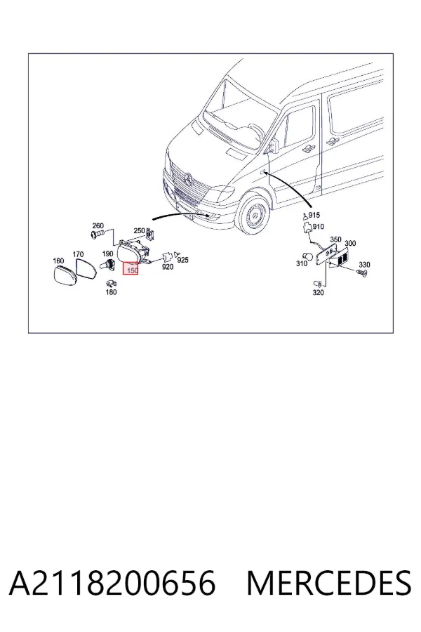 Lampa przeciwmgielna prawa A2118200656 Mercedes