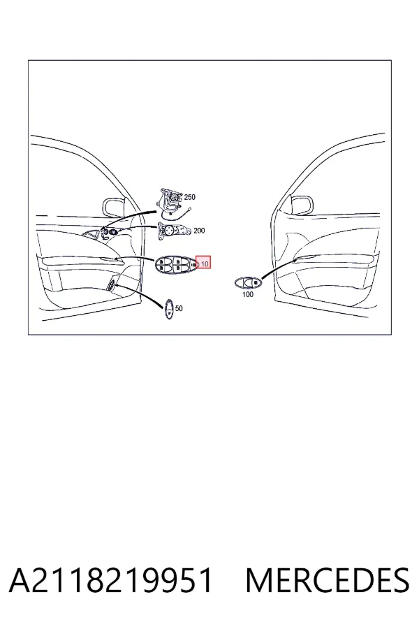 Panel przyciskowy sterowania podnośnikiem szyby przedni lewy A2118219951 Mercedes