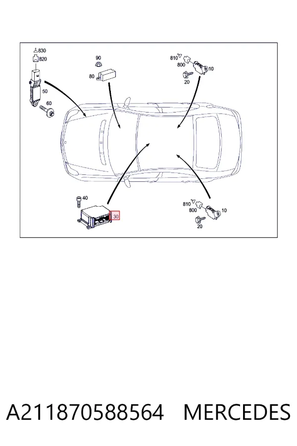 Sterownik poduszki bezpieczeństwa A211870588564 Mercedes