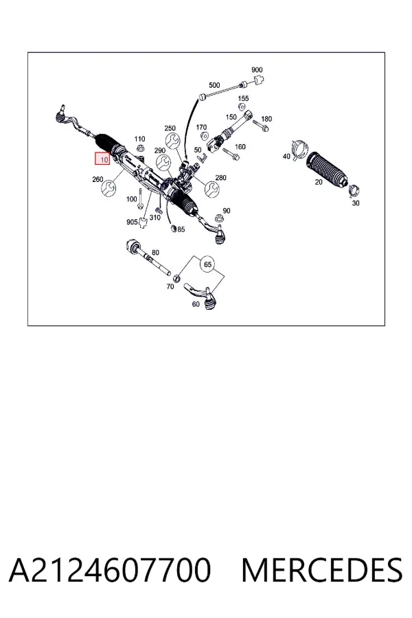Listwa kierownicza (maglownica) A2124607700 Mercedes