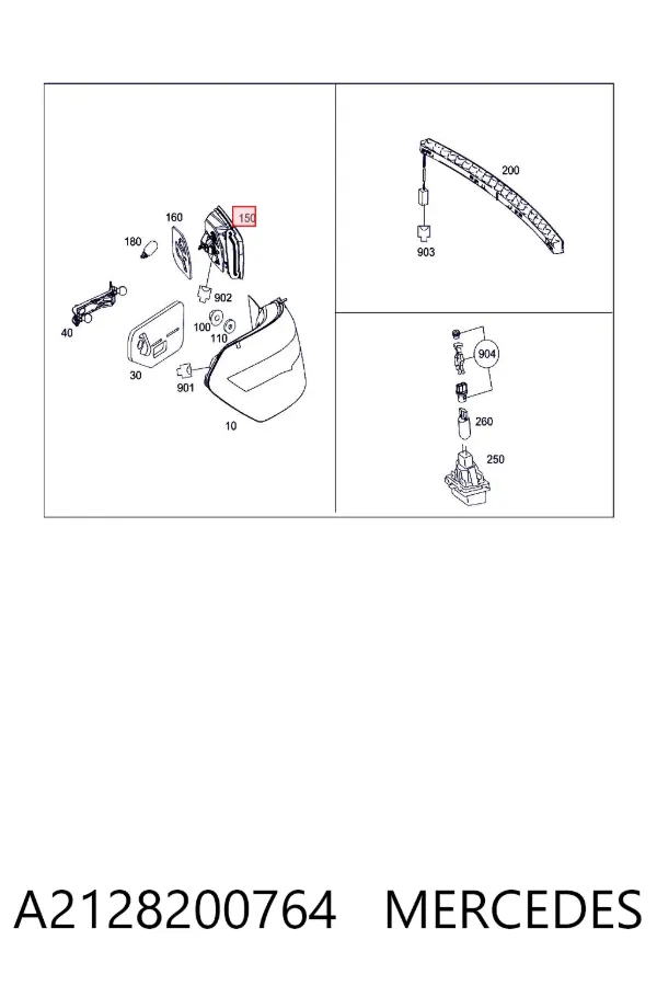 Lampa zespolona tylna lewa wewnętrzna A2128200764 Mercedes