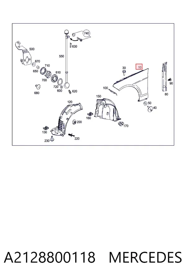 Błotnik przedni lewy A2128800118 Mercedes