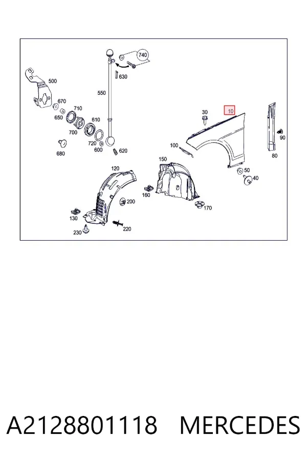 Błotnik przedni lewy A2128801118 Mercedes