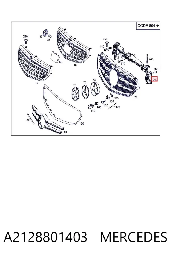 Atrapa chłodnicy A2128801403 Mercedes