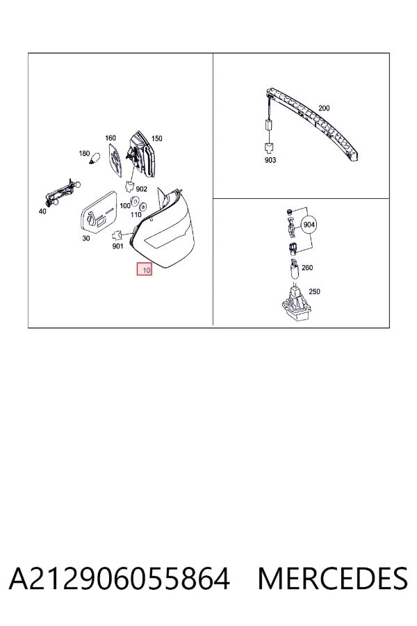 Lampa zespolona tylna lewa zewnętrzna A212906055864 Mercedes