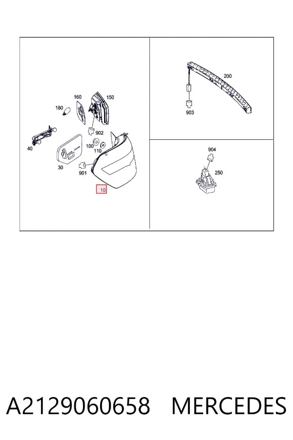 Lampa zespolona tylna prawa zewnętrzna A2129060658 Mercedes