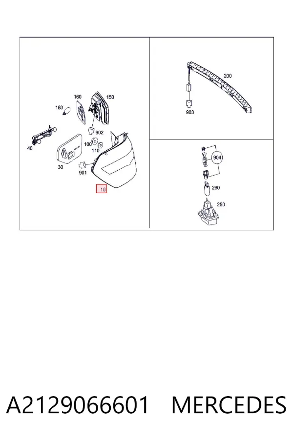 Lampa zespolona tylna lewa zewnętrzna A2129066601 Mercedes