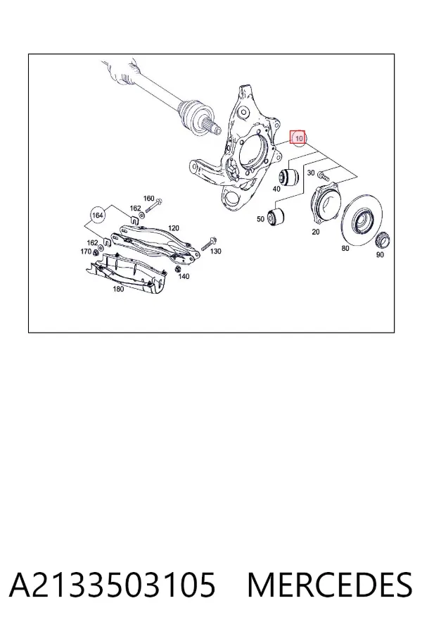 Czop (zwortnica) tylny lewy A2133503105 Mercedes