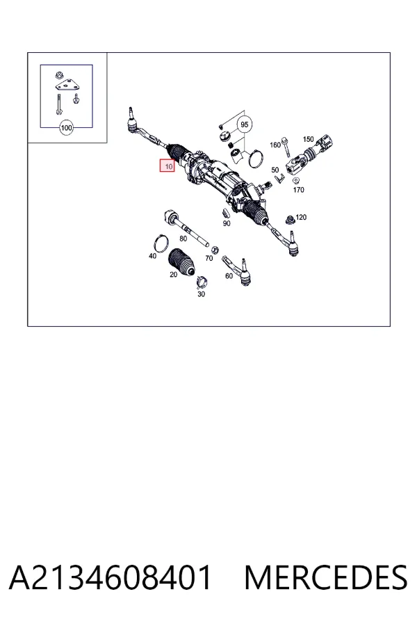 Listwa kierownicza (maglownica) A2134608401 Mercedes
