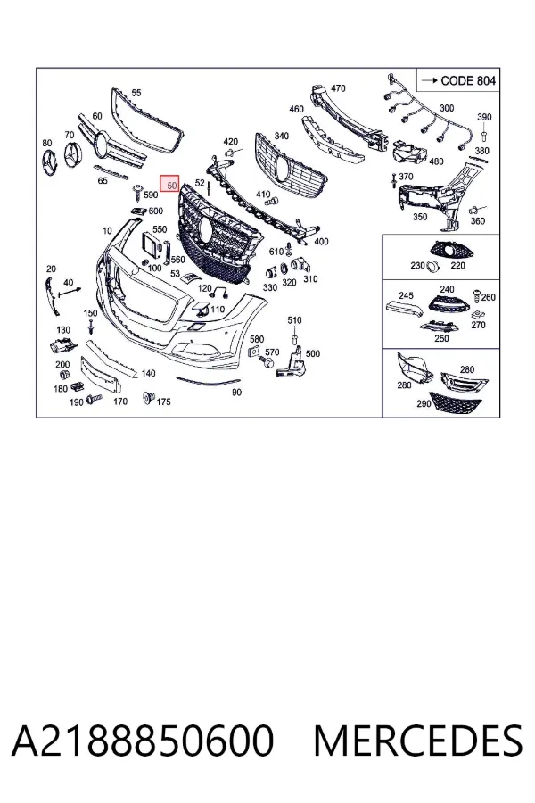 Atrapa chłodnicy A2188850600 Mercedes
