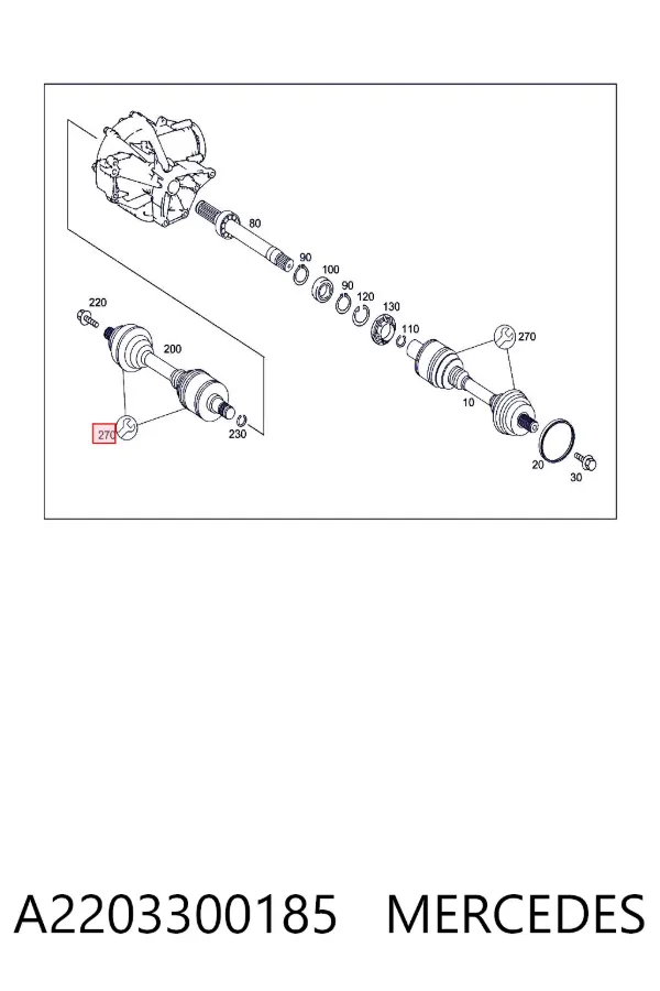 Osłona przegubu homokinetycznego półosi przedniej zewnętrzna A2203300185 Mercedes