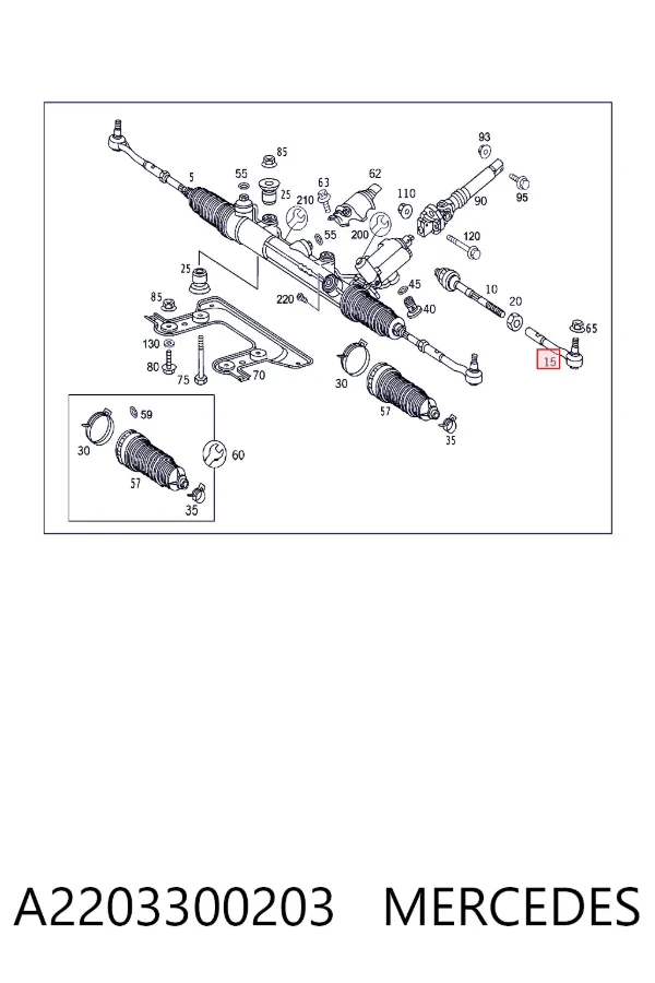 Końcówka drążka kierowniczego zewnętrzna A2203300203 Mercedes