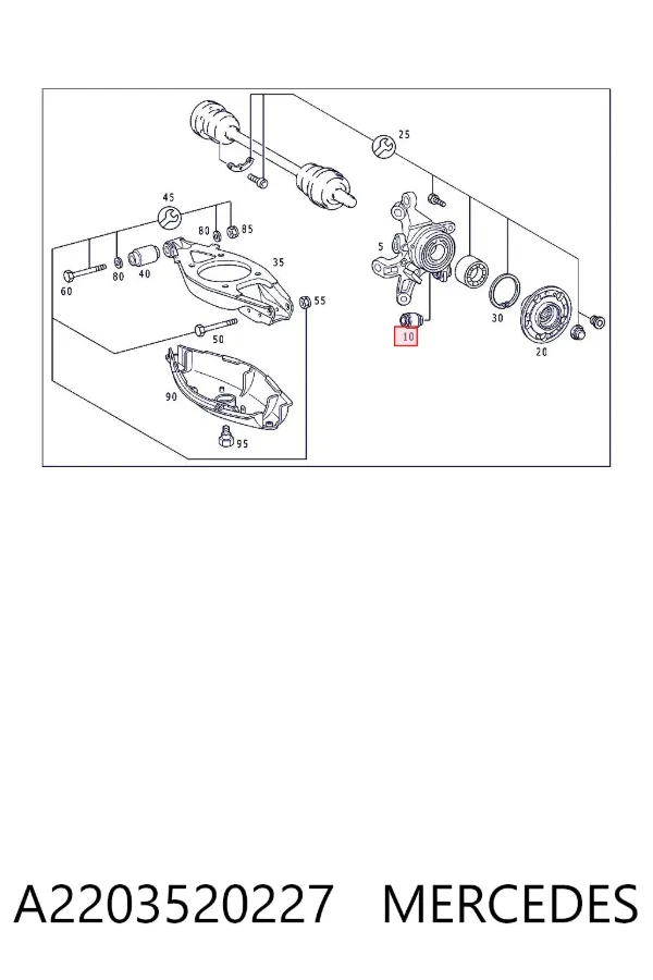 Silentblock czopu tylnego A2203520227 Mercedes