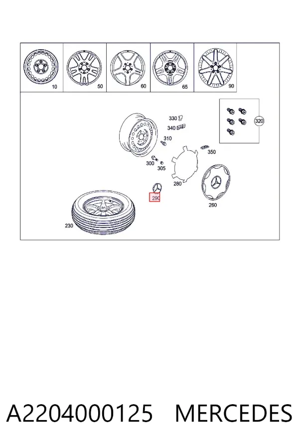 Kołpak do obręczy koła A2204000125 Mercedes