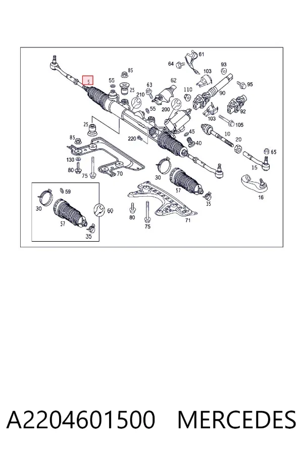 Listwa kierownicza (maglownica) A2204601500 Mercedes