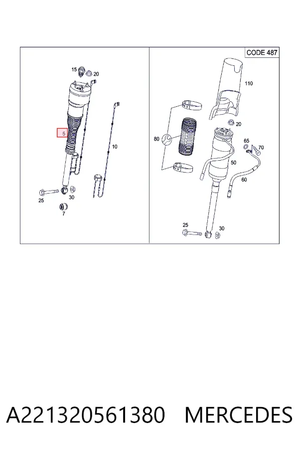 Amortyzator tylny prawy A221320561380 Mercedes