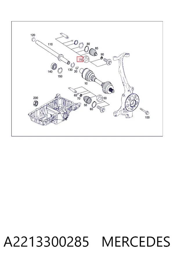 Osłona przegubu homokinetycznego półosi przedniej wewnętrzna A2213300285 Mercedes