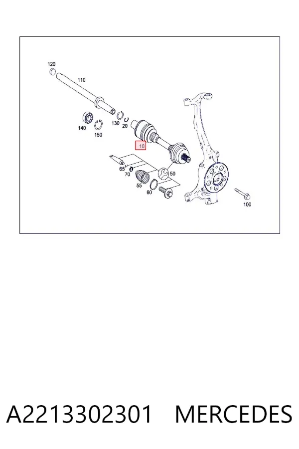 Półoś napędowa przednia prawa A2213302301 Mercedes