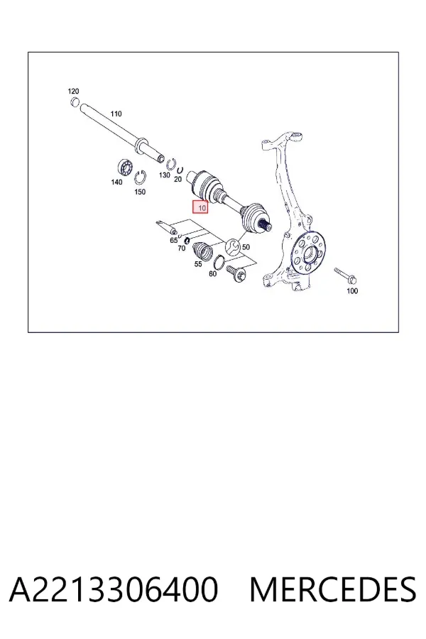 Półoś napędowa przednia prawa A2213306400 Mercedes