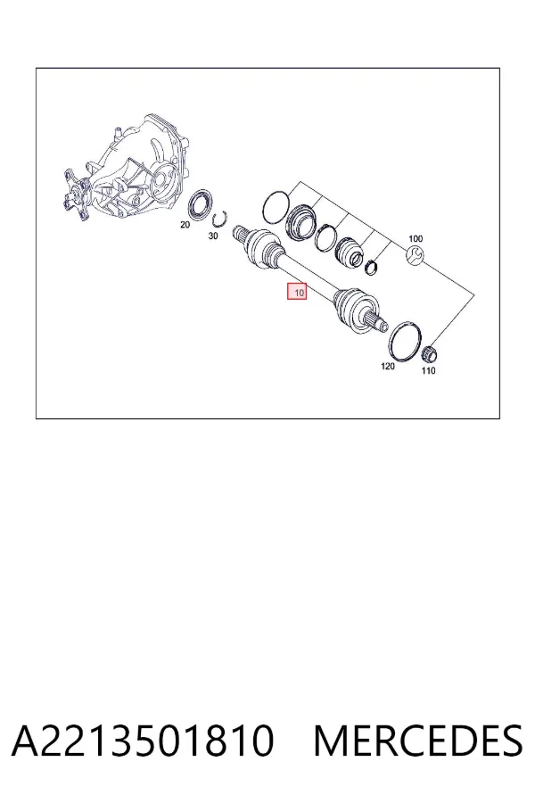 Półoś tylna A2213501810 Mercedes