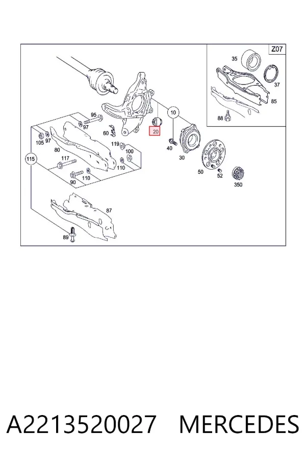 Silentblock czopu tylnego A2213520027 Mercedes