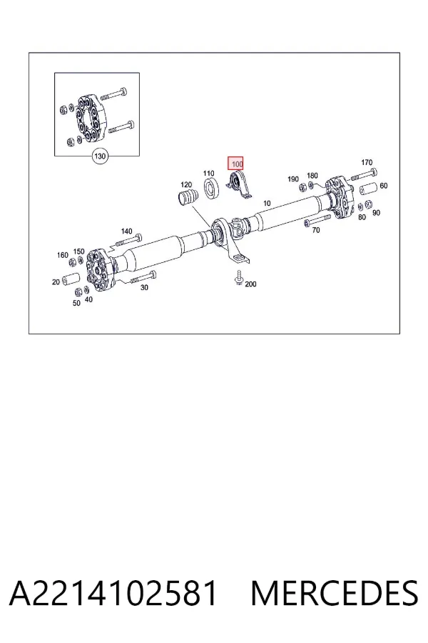 Łożysko podwieszane wału Cardana A2214102581 Mercedes