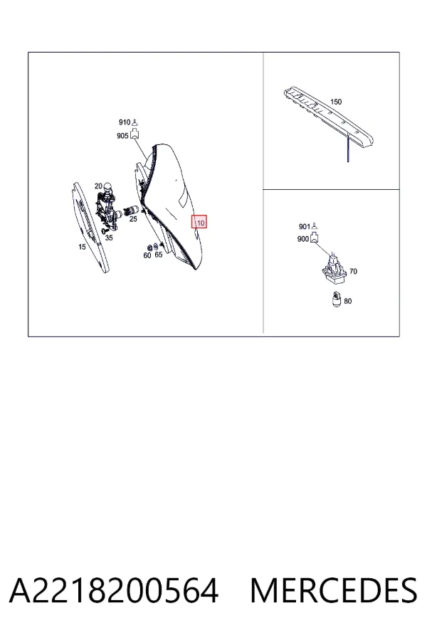 Lampa zespolona tylna lewa A2218200564 Mercedes